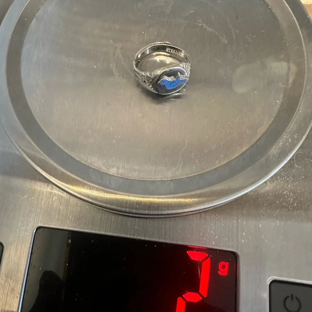 Sterling Silver Blue Enamel Bird Signet Ring Vintage 7g  reminiscent of CampFire - Picture 4 of 13